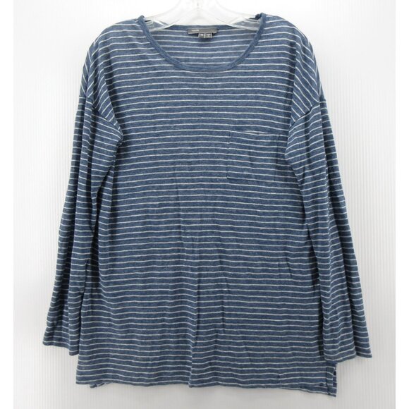 Vince Top XS Linen Shirt Pullover Striped Pocket T Tee Scoop Neck * - Picture 1 of 12